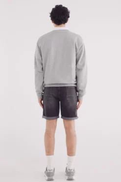 Bermuda em knit denim preto-lavado