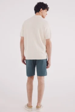 Bermuda piqué riscas conforto slim fit