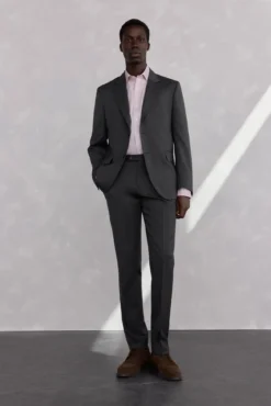 Blazer cinza estruturado slim fit bi-elástico
