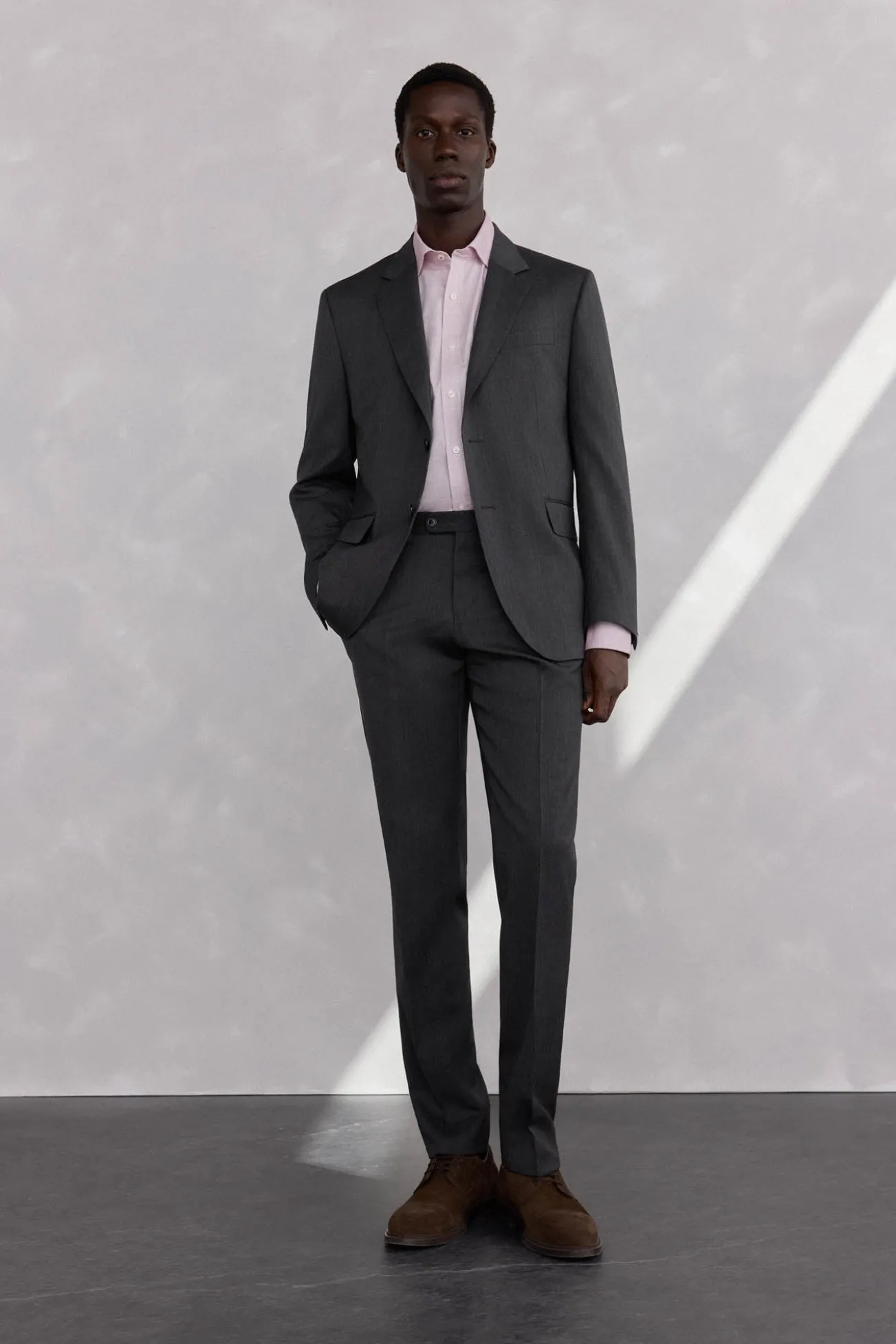 Blazer cinza estruturado slim fit bi-elástico