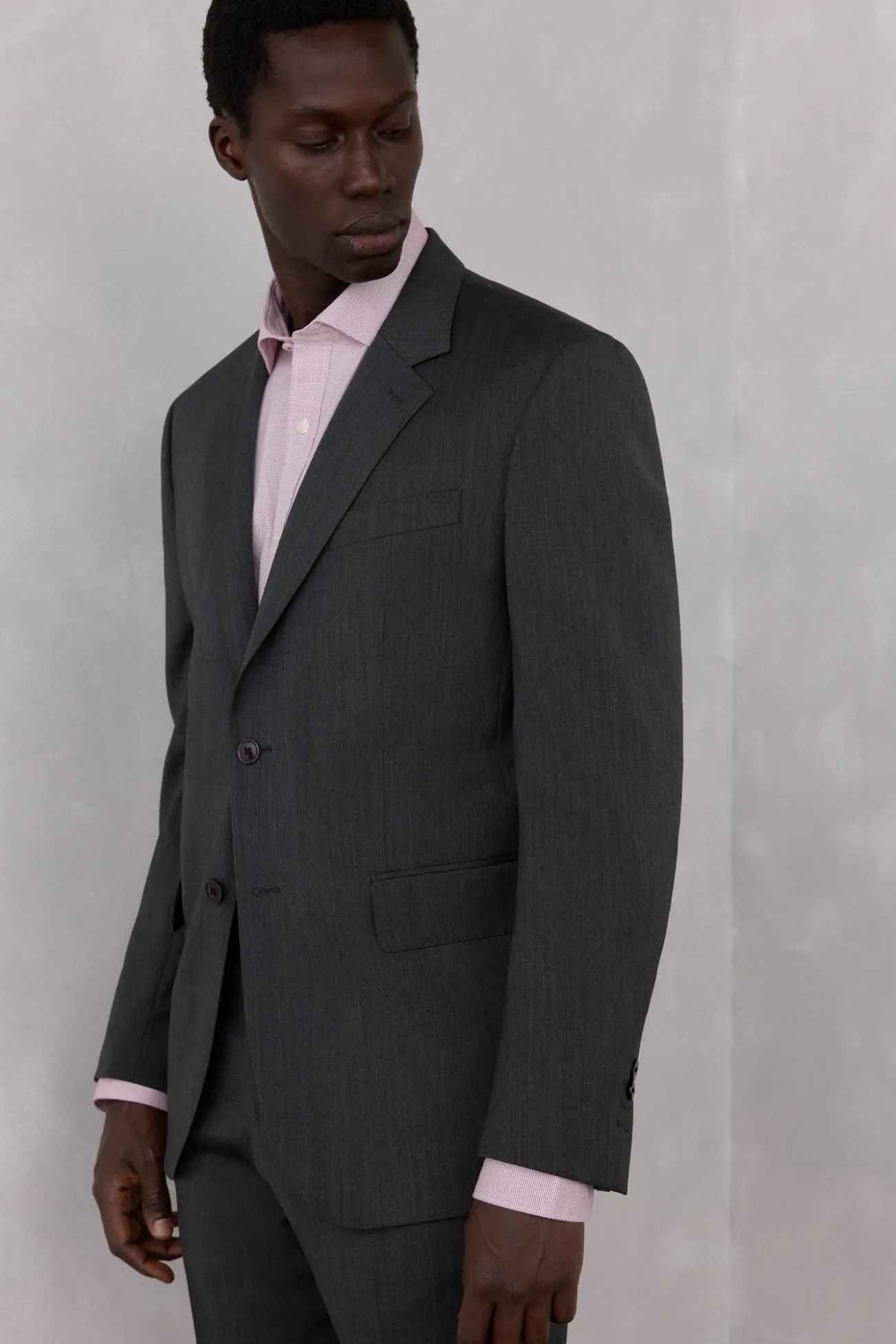 Blazer cinza estruturado slim fit bi-elástico