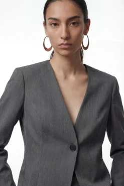 Blazer de gola comprida com decote em MANGA