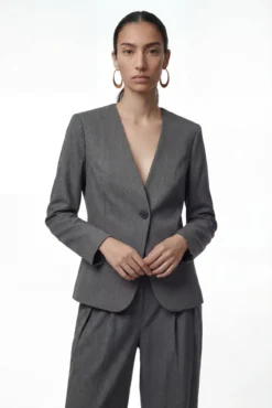 Blazer de gola comprida com decote em MANGA
