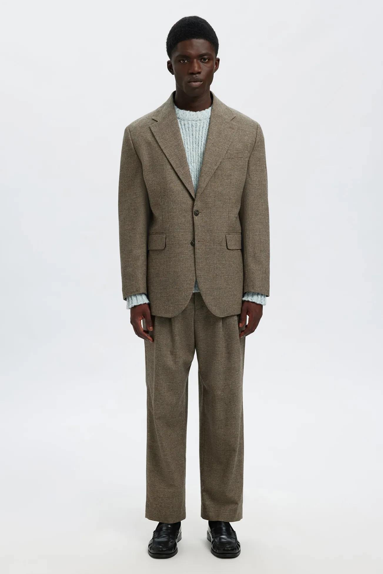 Blazer de lã aos quadrados