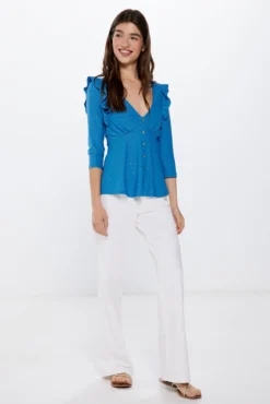 Blusa Botões Folhos
