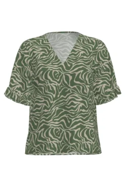 Blusa com mangas de folhos