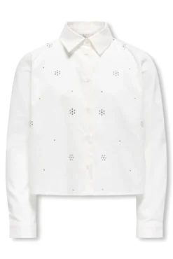 Blusa curta de manga comprida com detalhe de brilho