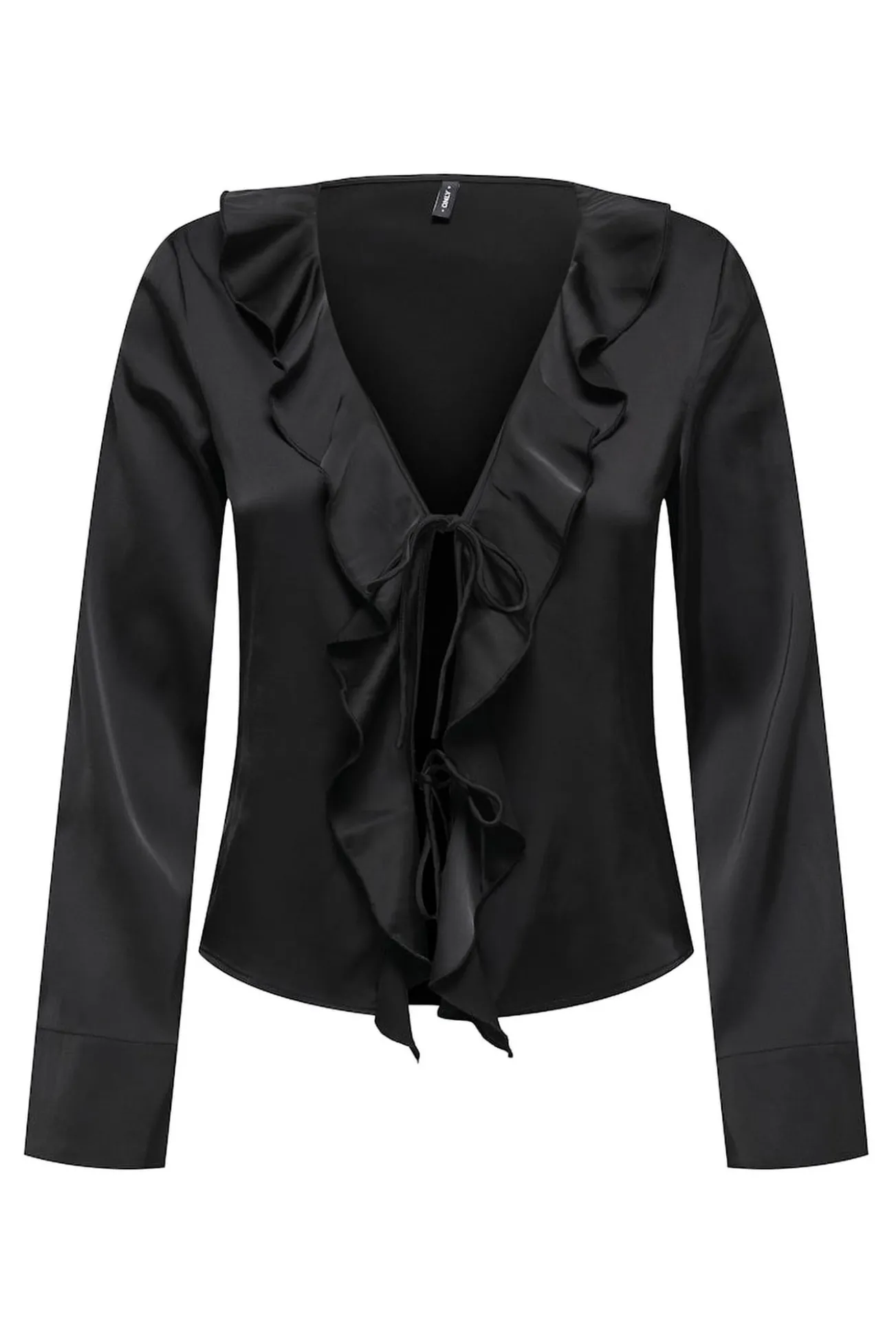 Blusa de cetim com folho