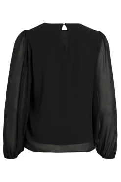 Blusa de chiffon com pedraria no gola