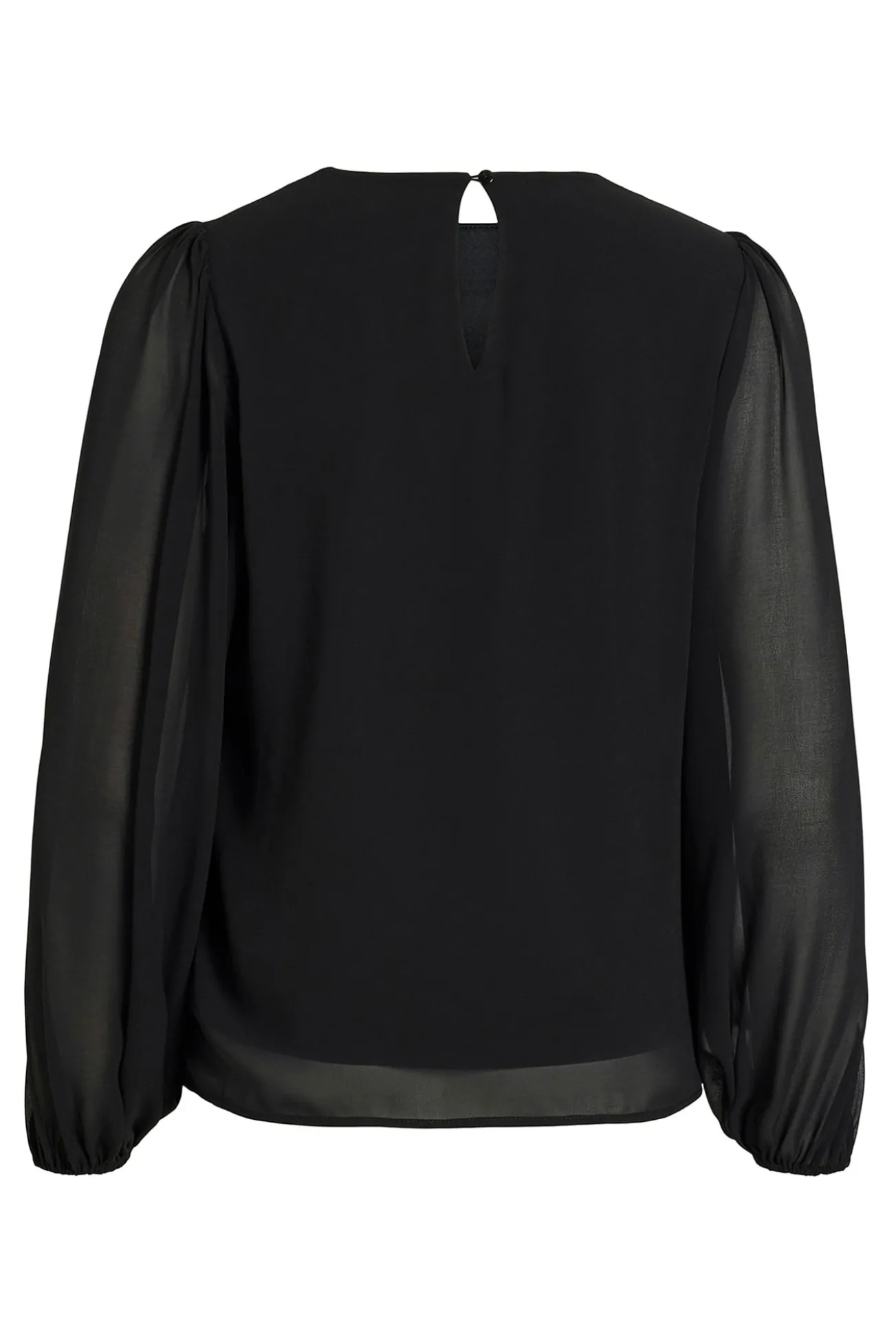 Blusa de chiffon com pedraria no gola