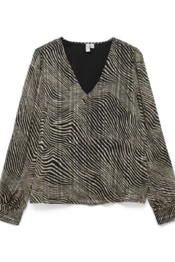 Blusa de gola comprida com decote em V