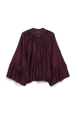 Blusa de manga com babados