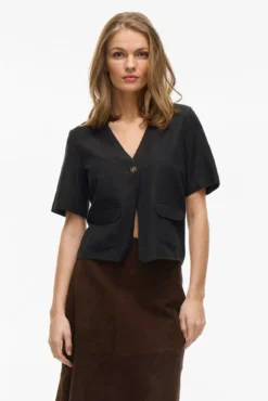 Blusa de manga curta com botões