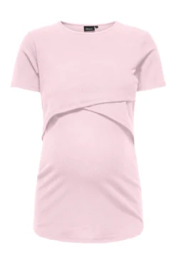 Blusa de manga curta com gola redonda para maternity e amamentação
