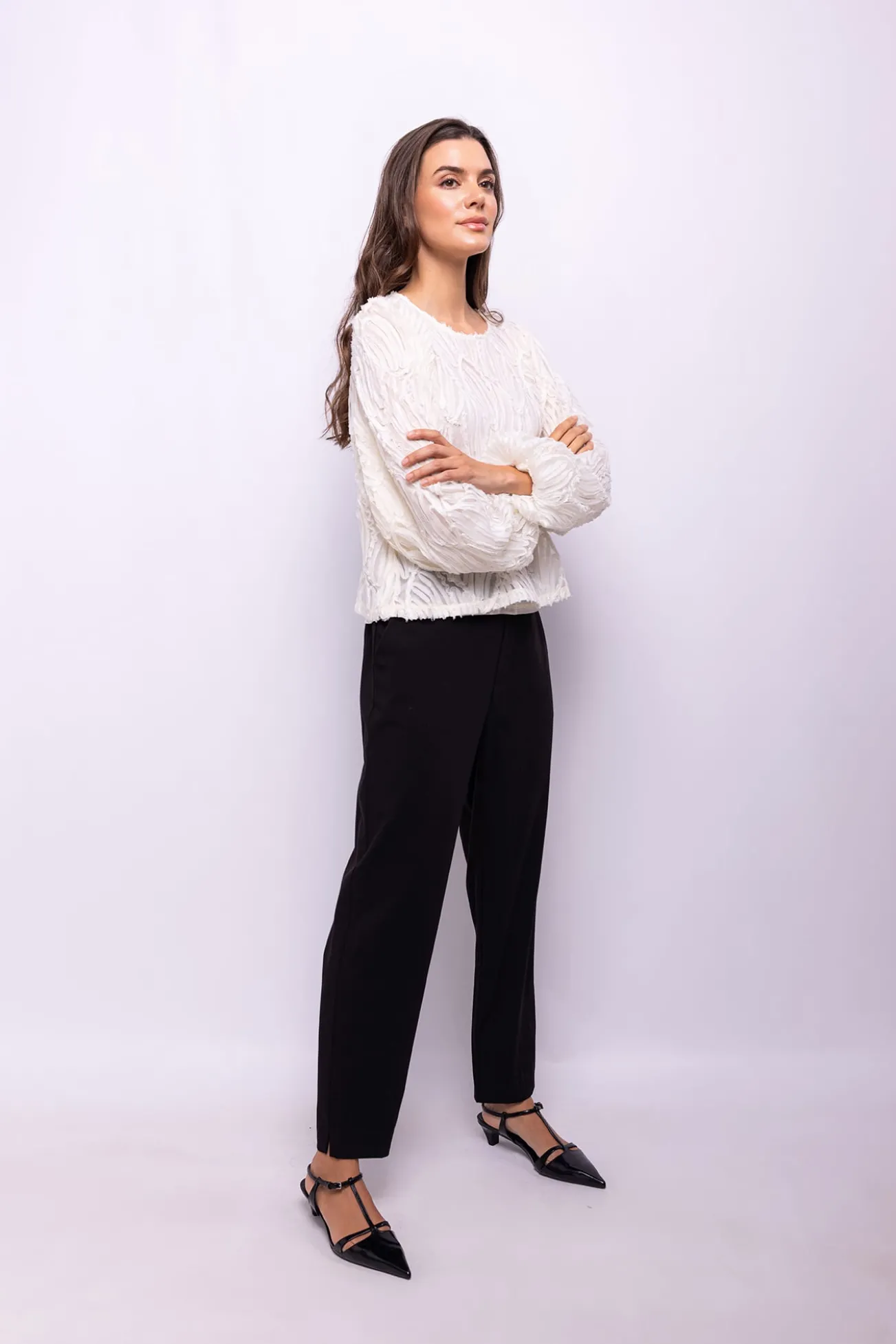 Blusa de tecido texturizado