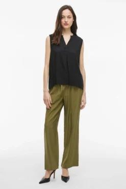 Blusa de viscose mangas com gola mao