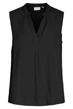 Blusa de viscose mangas com gola mao