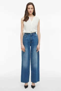 Blusa de viscose mangas com gola mao