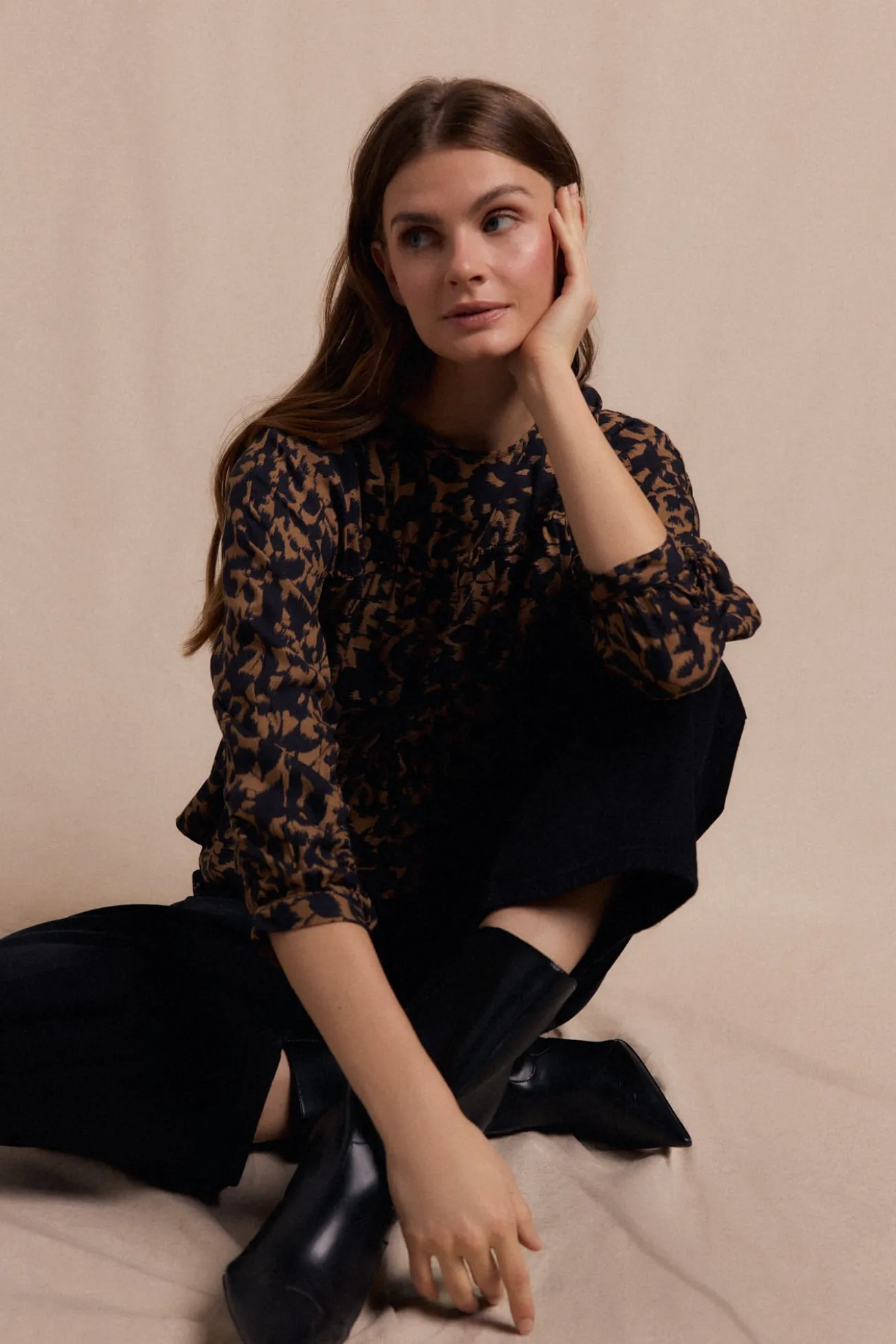 Blusa frunces estampada