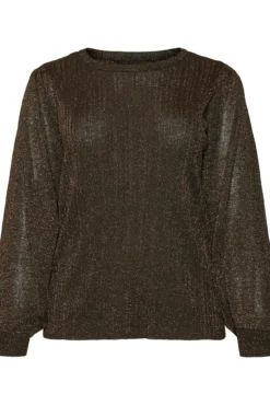 Blusa plus size manga comprida com lurex