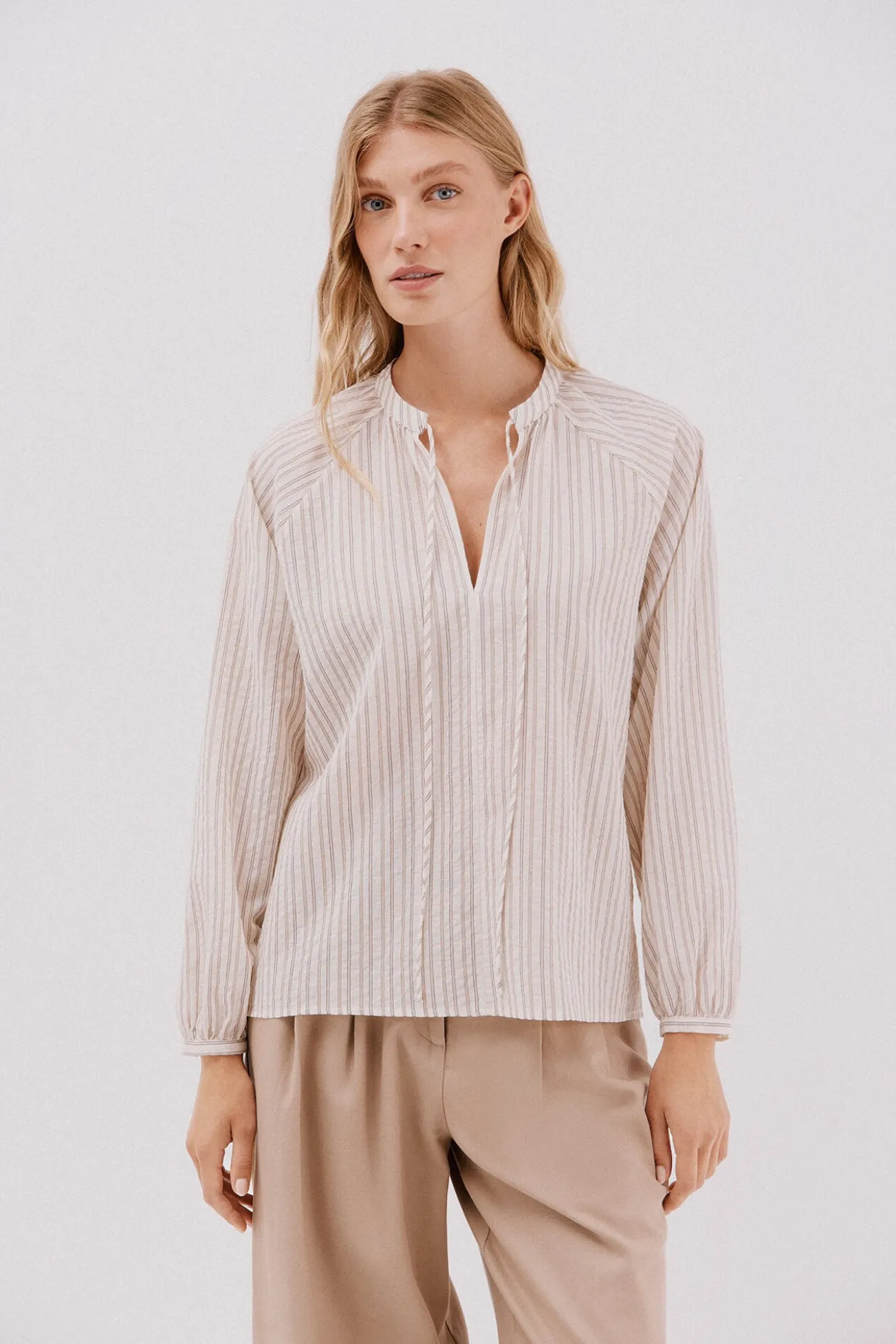 Blusa riscas de cordão