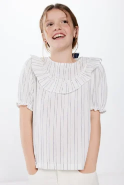 Blusa riscas linho menina