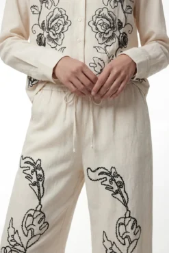Calça comprida de linho estampado