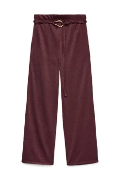Calça comprida de malha com detalhe de fivela