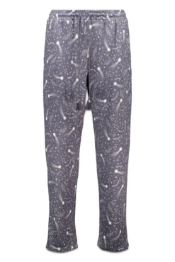 Calça compridas de malha quente com estrelas cinza suaves