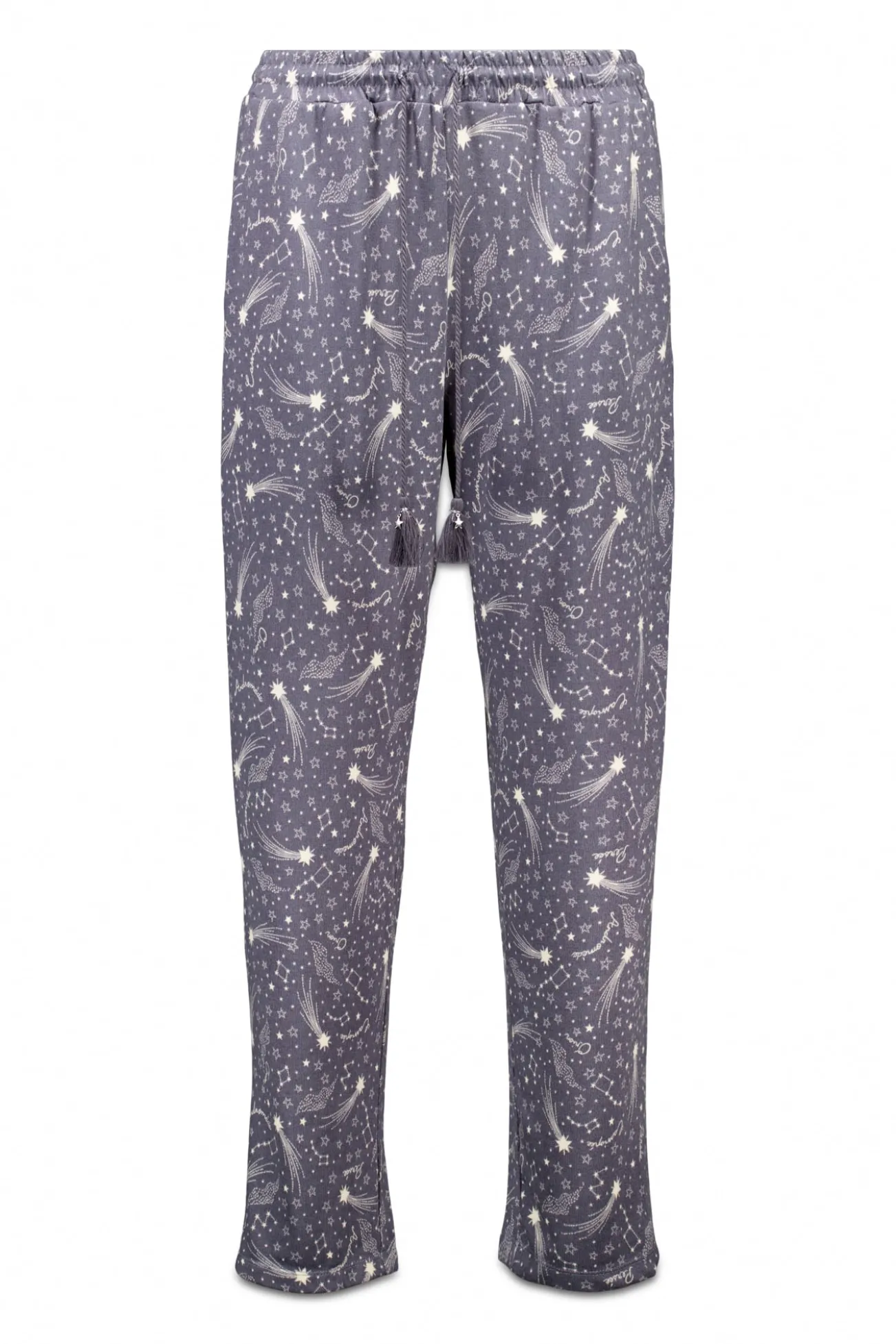Calça compridas de malha quente com estrelas cinza suaves