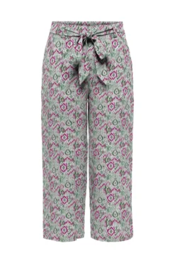 Calça culotte com laçada frontal