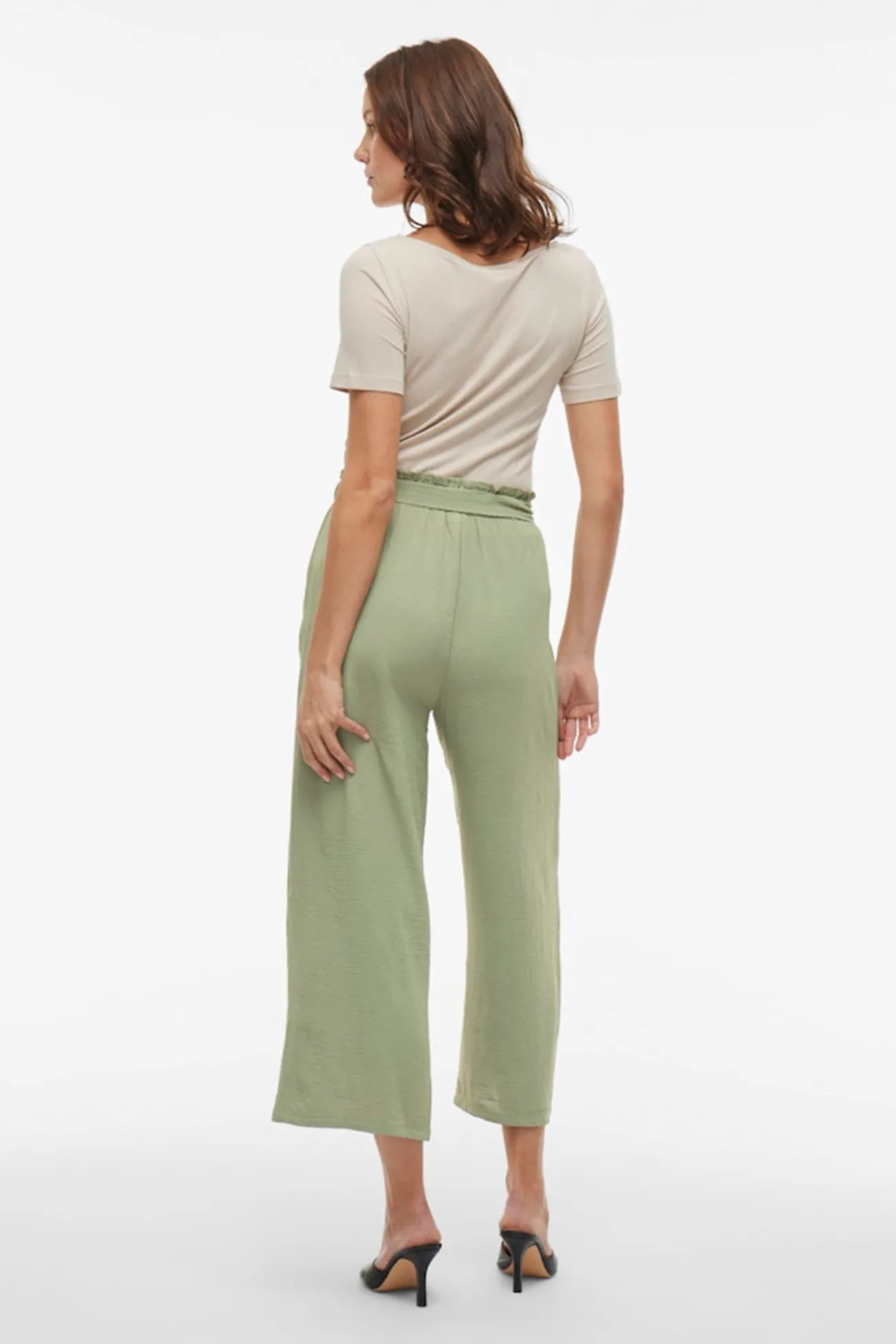 Calça culotte de cintura alta