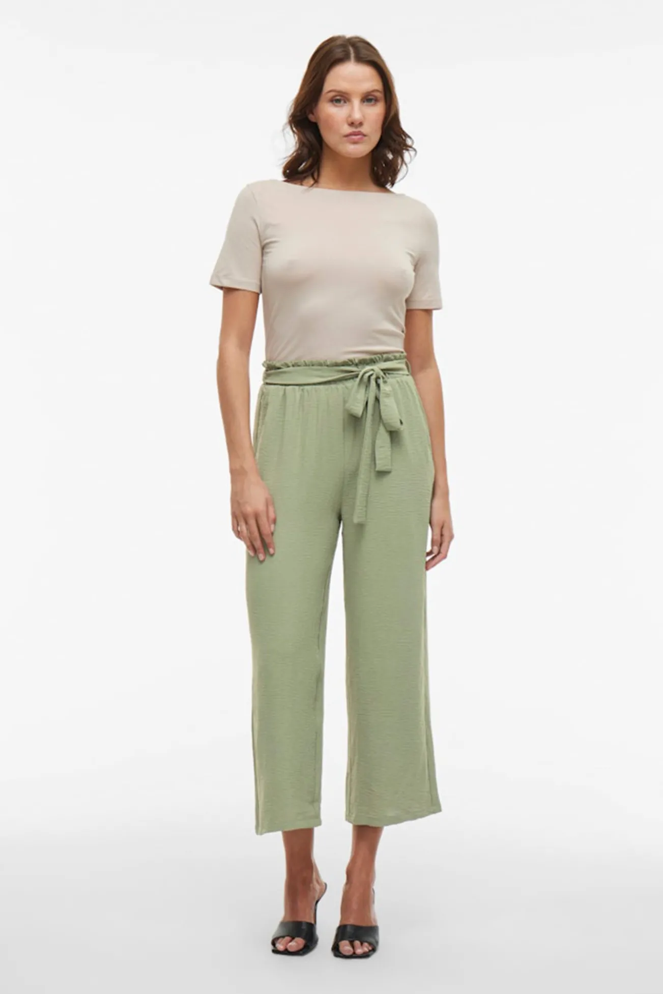 Calça culotte de cintura alta
