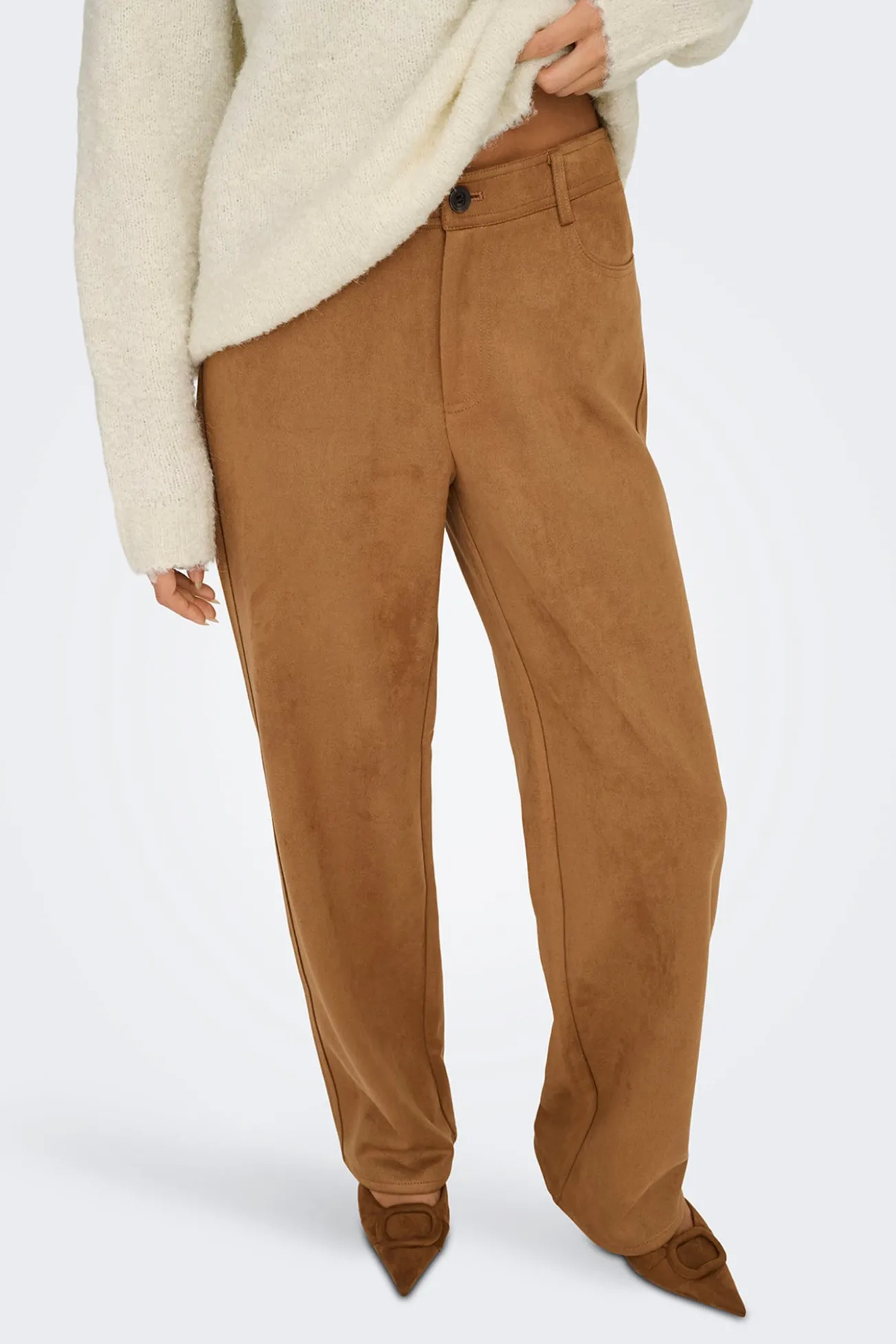 Calça de terno de camurça
