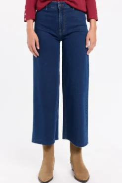 Calça jeans culotte de cintura alta