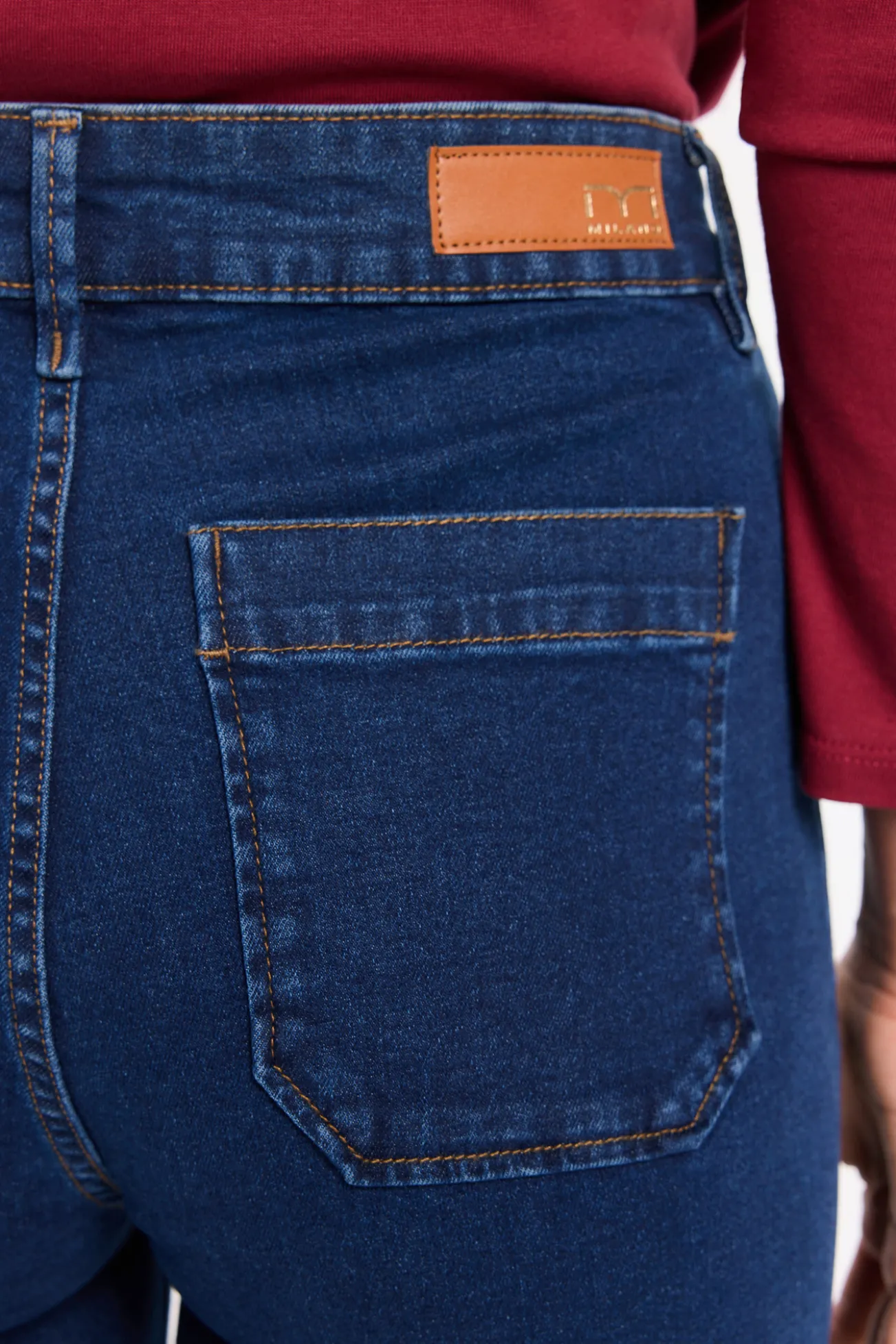 Calça jeans culotte de cintura alta