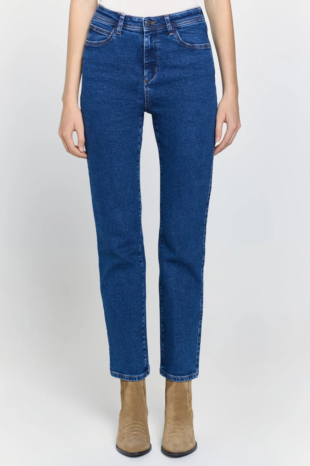 Calça jeans de cintura alta com ajuste regular