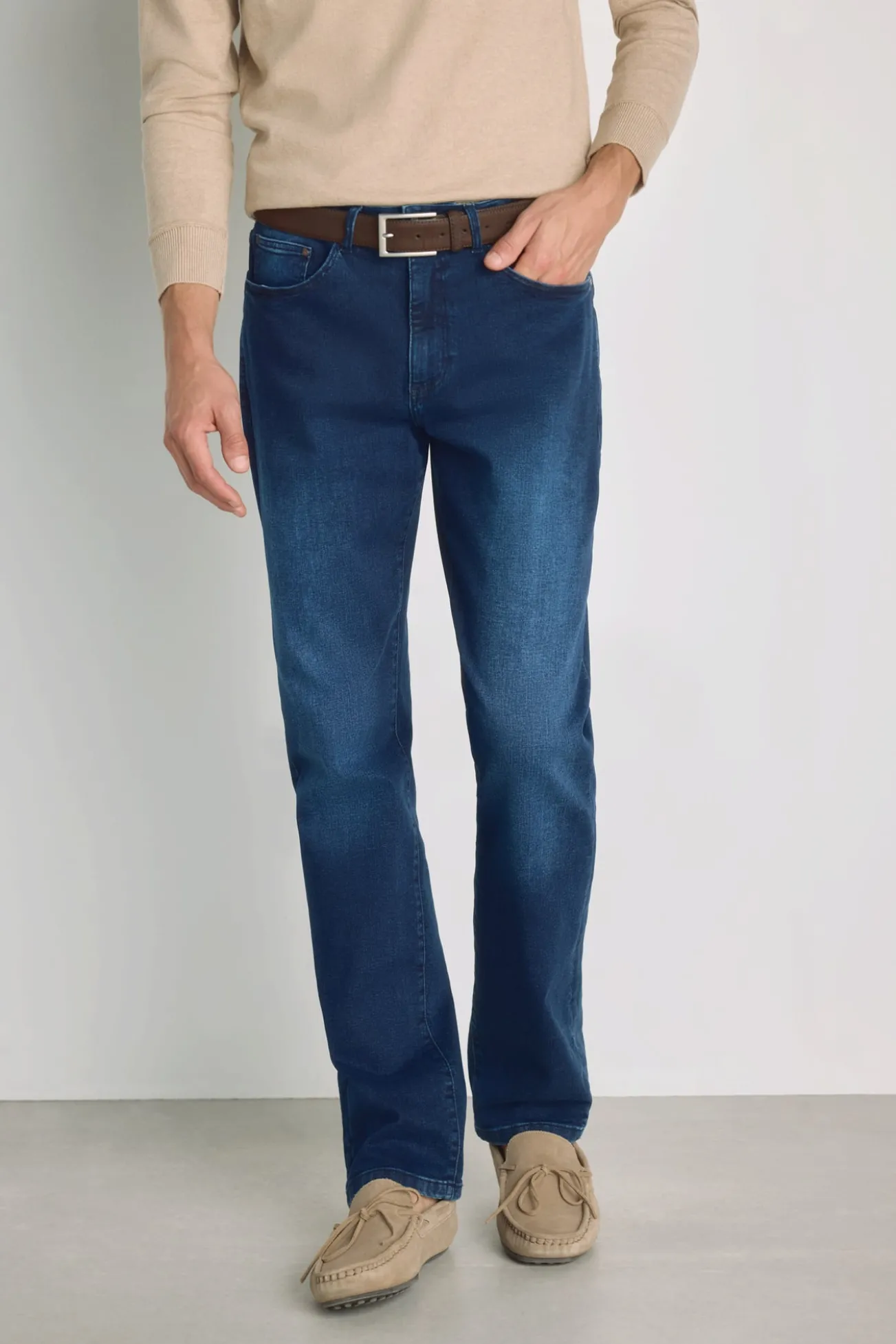 Calça jeans de corte reto
