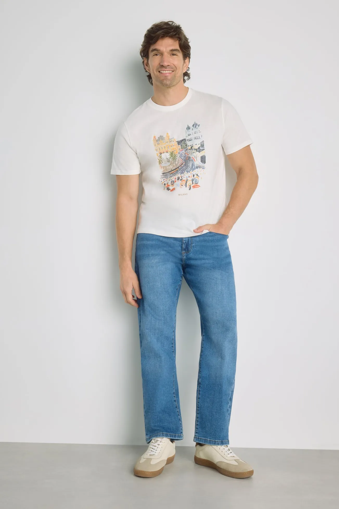 Calça jeans de corte reto