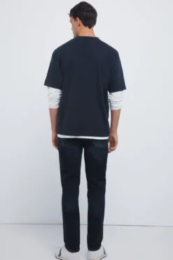 Calça jeans slim fit azul bem escura