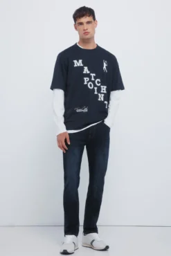 Calça jeans slim fit azul bem escura