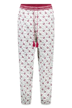 Calças compridas 100% algodão com estampado floral