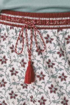 Calças compridas 100% algodão com estampado floral