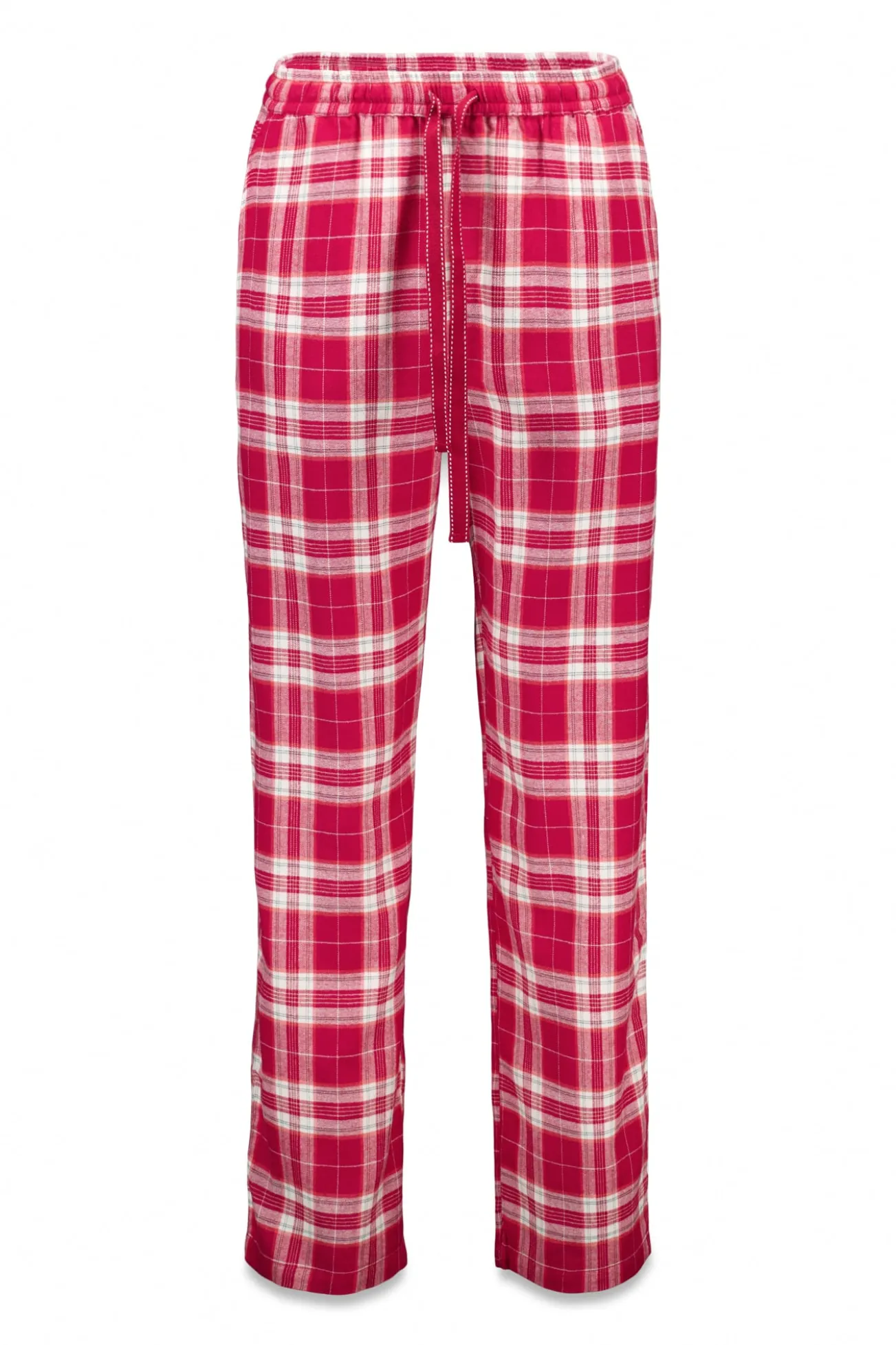 Calças compridas de estampado xadrez vermelho