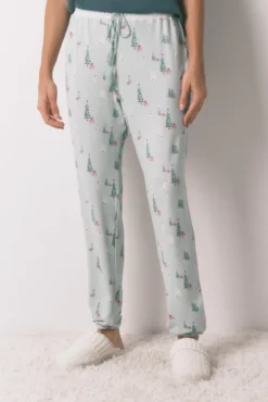 Calças compridas de malha com estampado natalício