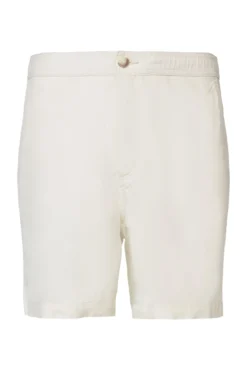 Calças curtas de homem monocolor com mistura de linho e algodão