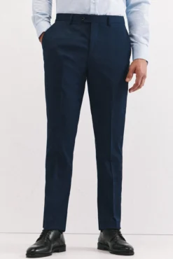 Calça xadrez azul slim fit