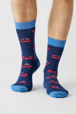 Calcetines altos Besocks de algodón orgánico color azul