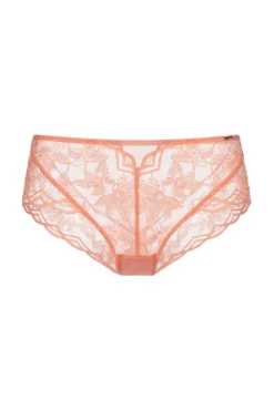 Calcinha clássica hipster de renda coral