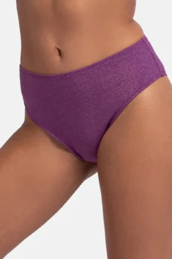Calcinha de biquíni brasileira com glitter roxo